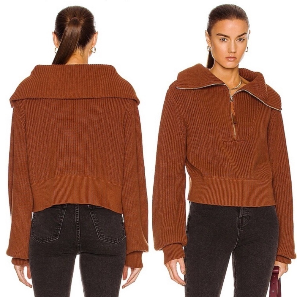 Varley Brown Ribbed Sweatshirt